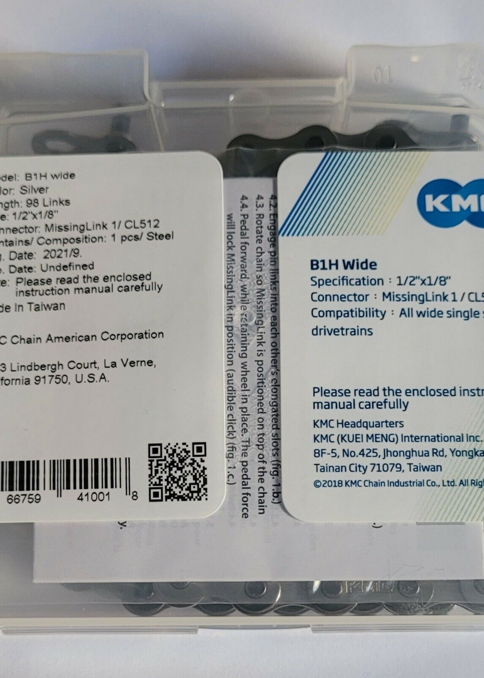 KMC CHAIN KMC 1/2x1/8 B1H 1s SL 98L