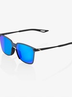 100 Percent Legere Square UltraCarbon Sunglasses, Soft Tact Black frame - Blue Multilayer Mirror Lens
