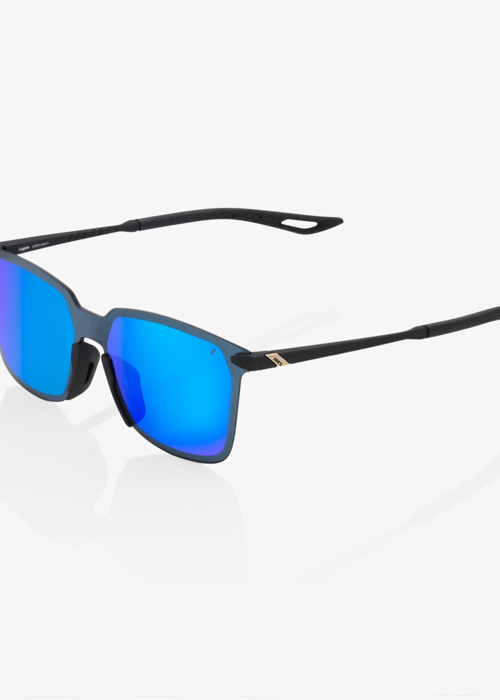 100 Percent Legere Square UltraCarbon Sunglasses, Soft Tact Black frame - Blue Multilayer Mirror Lens