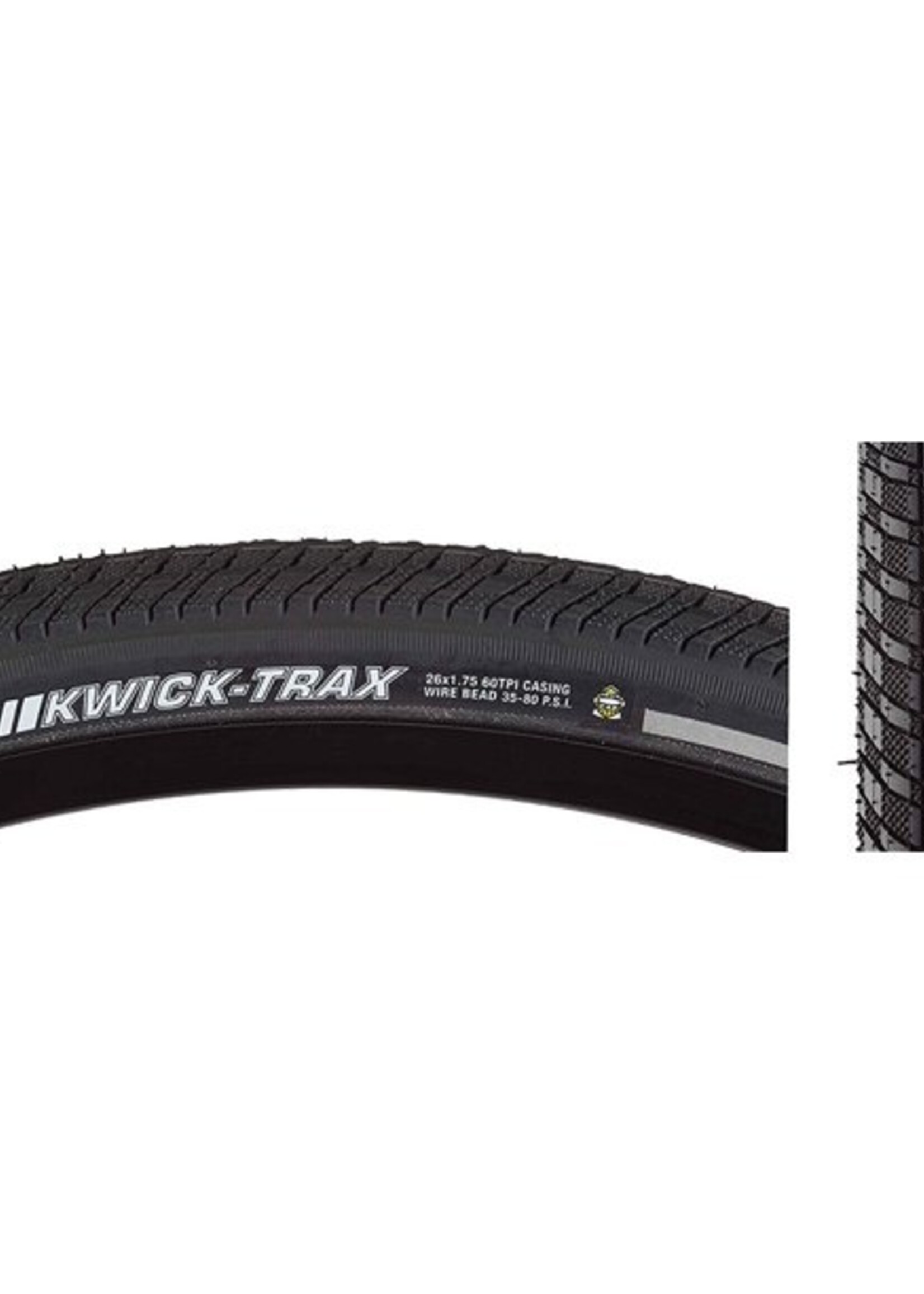 KENDA 26x1.75" K1053 KWICK TRAX IRON CAP 80psi BK/REFLT