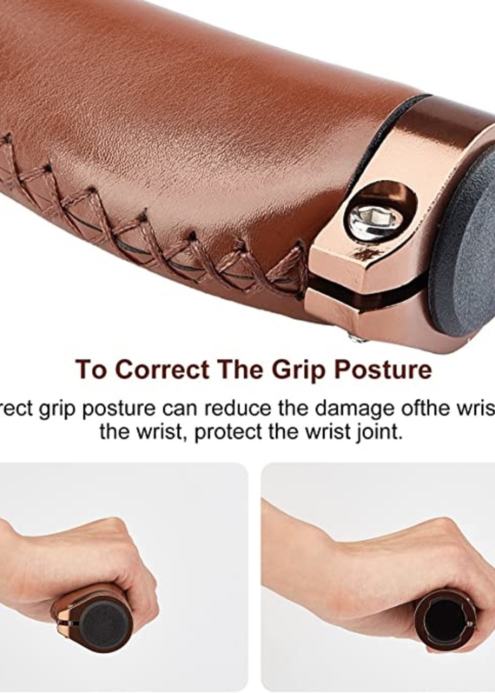 Leather Grips Brown 3/8 Speed