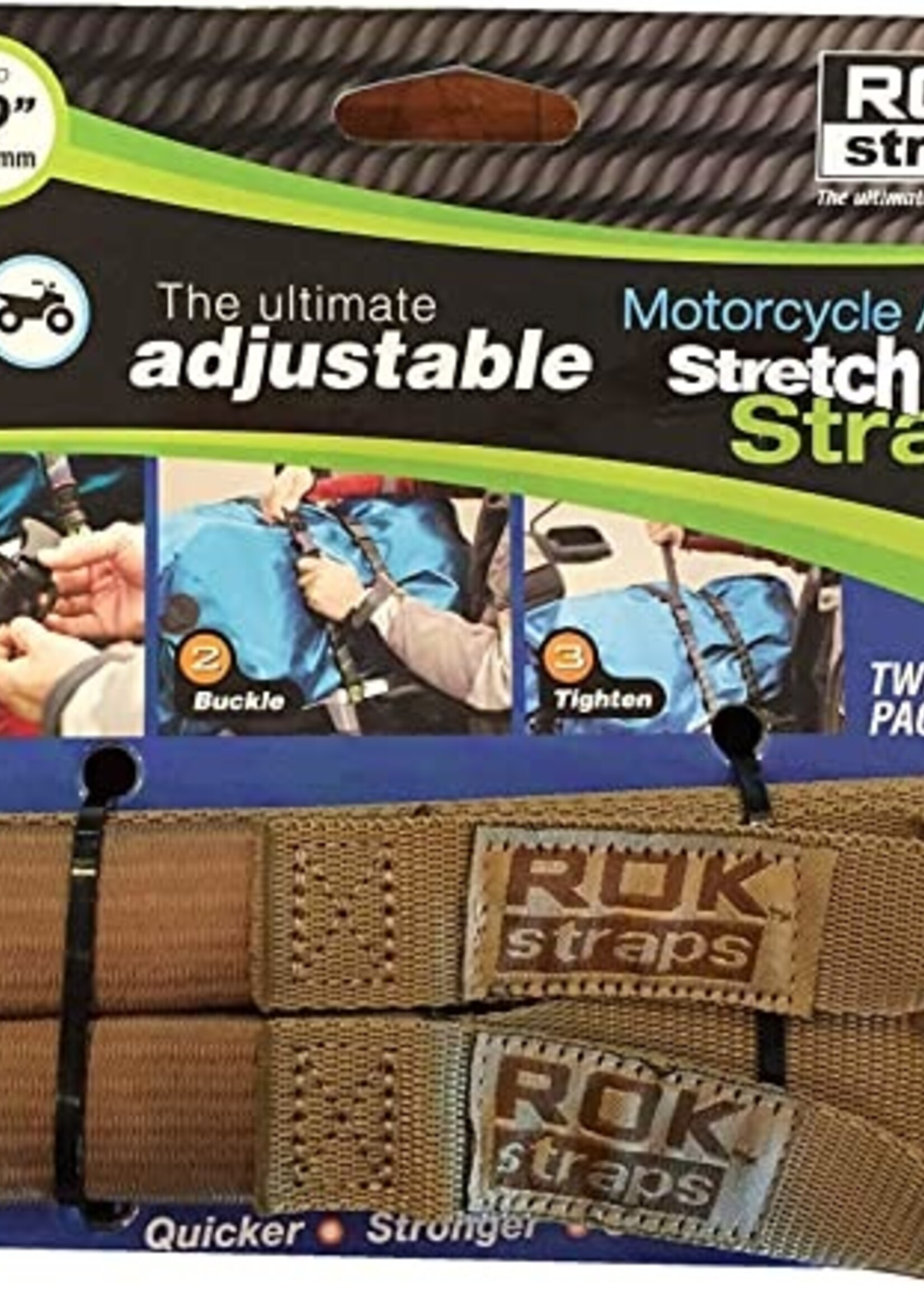 ROK Straps Motorcycle Adjustable luggage Tie Down Straps 2 pk Coyote Tan
