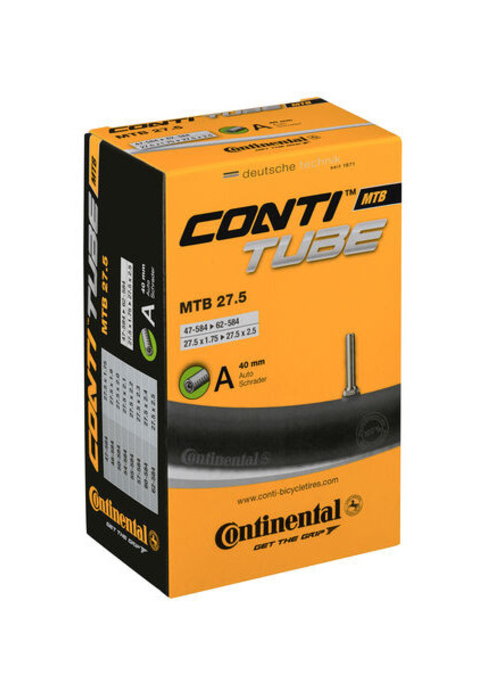 Continental CONTINENTAL MTB TUBE - SCHRADER 40MM VALVE: BLACK 27.5X2.6-2.8