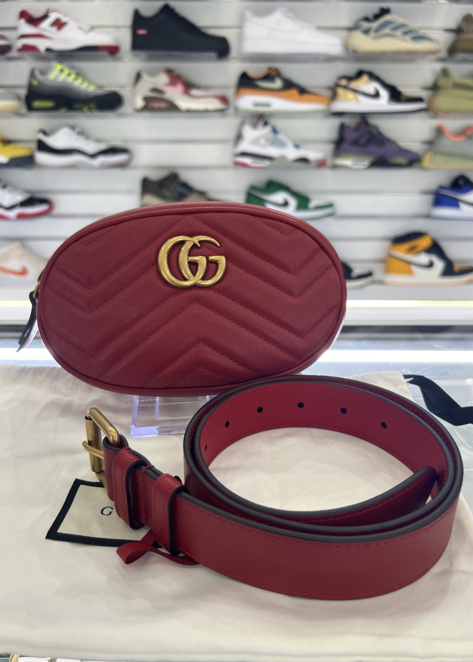 Gucci GUCCI BELT BAG RED LEATHER SIZE 75-30 - NEW