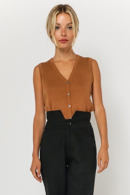 Ribbed Knit Sweater Vest - Mōka Montana
