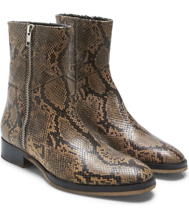 Luna black faux leather printed sale ankle boots