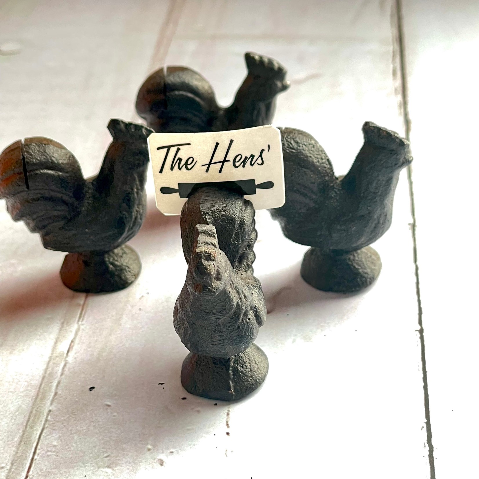 Cast Iron Rooster Place Card Holder Set