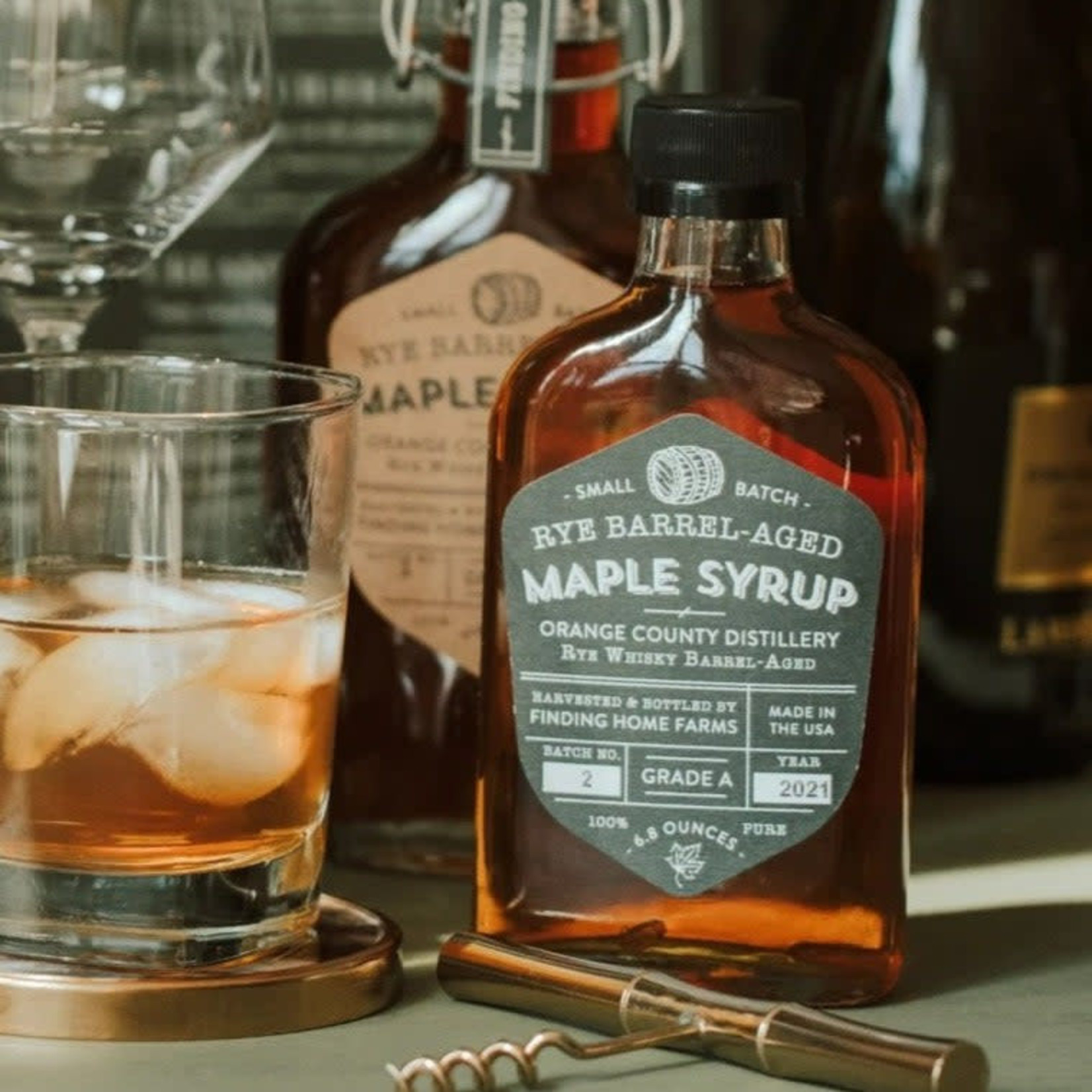 Finding Home Farms Rye Barrel-Aged Maple Syrup -Swingtop Bottle