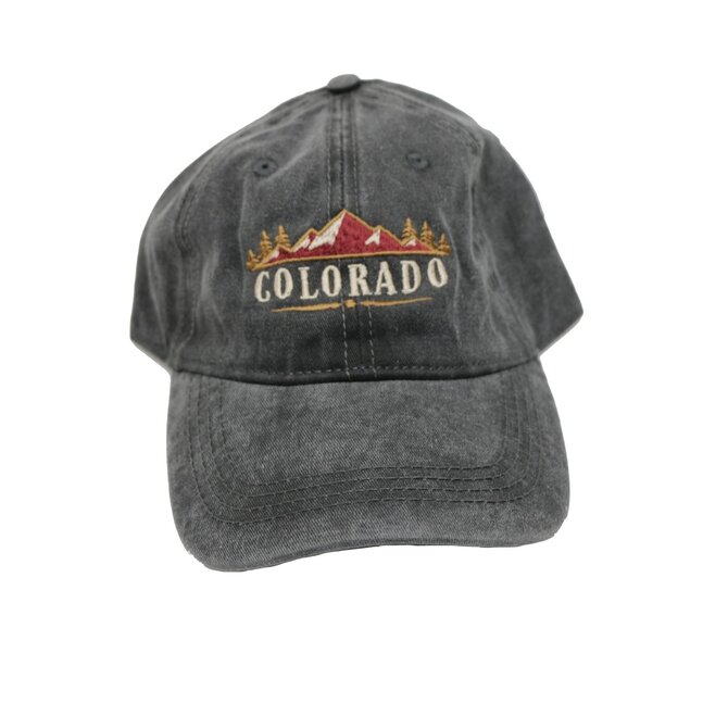 Prairie Mtn Screening Heavy Wash Cotton Embroidered Colorado Cap - Charcoal