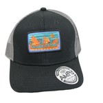 GREAT MOUNTAIN WEST Cotton and Mesh Patch Snapback Cap - Black
