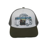 Wild Tribute Cotton Trucker Hat With Retro Microbus - Green