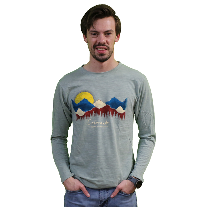 Prairie Mtn Screening Water Colored Painted Colorado L/S T-shirt