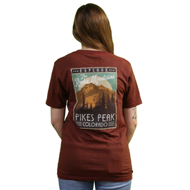 Prairie Mtn Screening Pikes Peak T-Shirt - Vintage Post Card Design