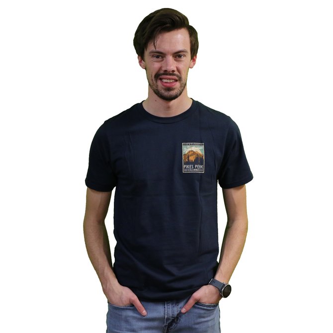 Prairie Mtn Screening Pikes Peak T-Shirt - Vintage Post Card Design
