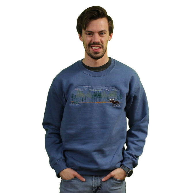 WORLDWIDE SPORTSWEAR Pine Row Moose Colorado Crew Neck Sweatshirt