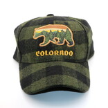 CAPSMITH Green Plaid Flannel Colorado Sunset Bear Cap