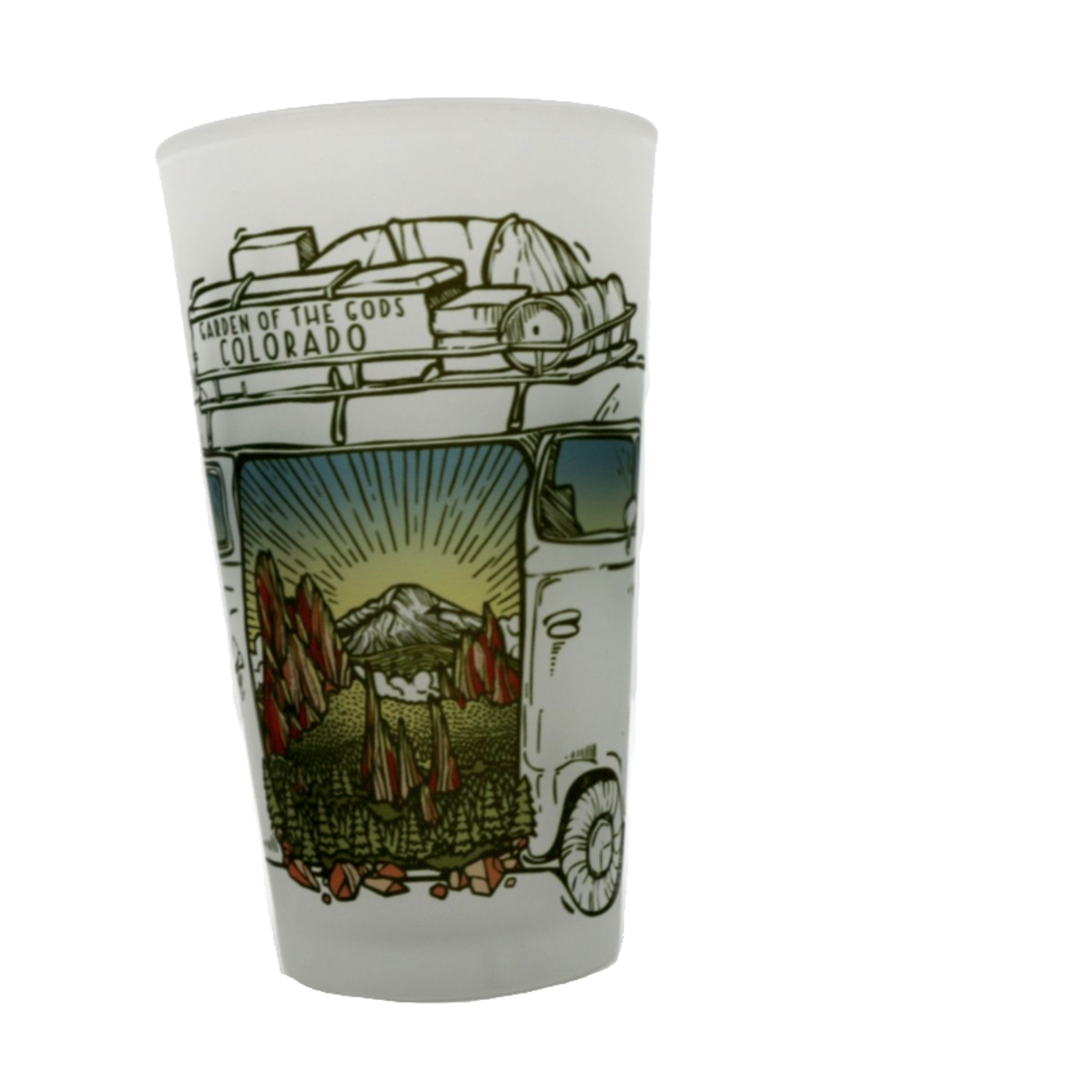 Wild Tribute Retro Microbus and Pikes Peak Frosted Pint Glass