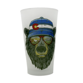 Wild Tribute Frosted Pint Glass - Bear and Colorado Flag Cap