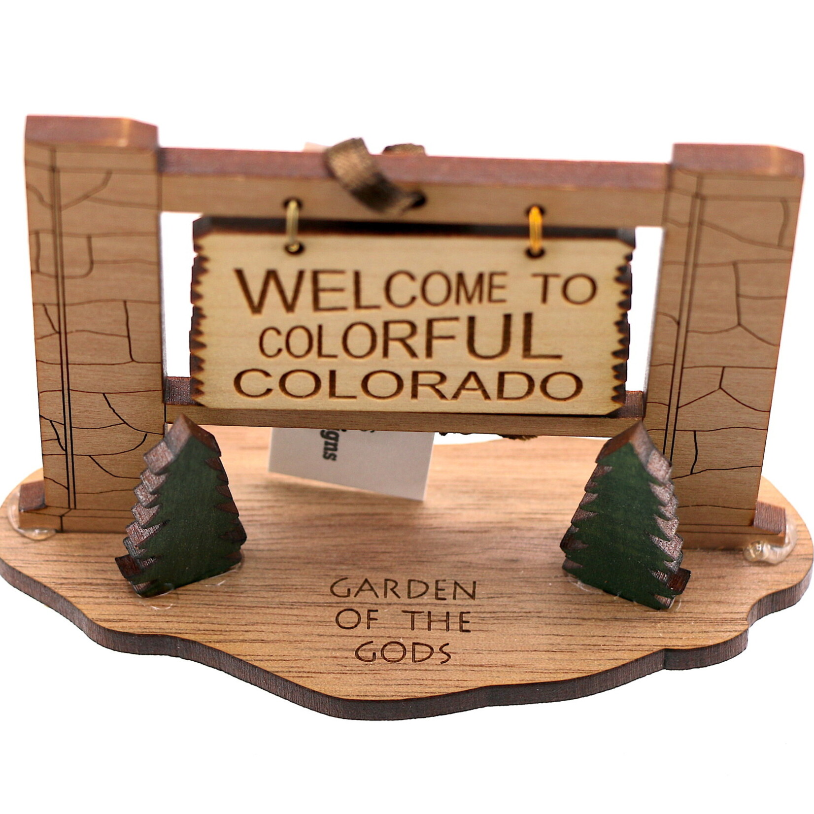 Lasercraft Designs 3D Wooden Welcome to Colorful Colorado Sign Ornament