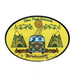 LAURIE LAMBES GREAT STUFF Flower Hippie Bus Mini Sticker