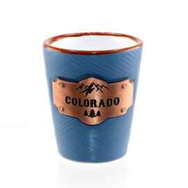 SOUVENIR SOURCE Blue Basket Weave Shot Glass