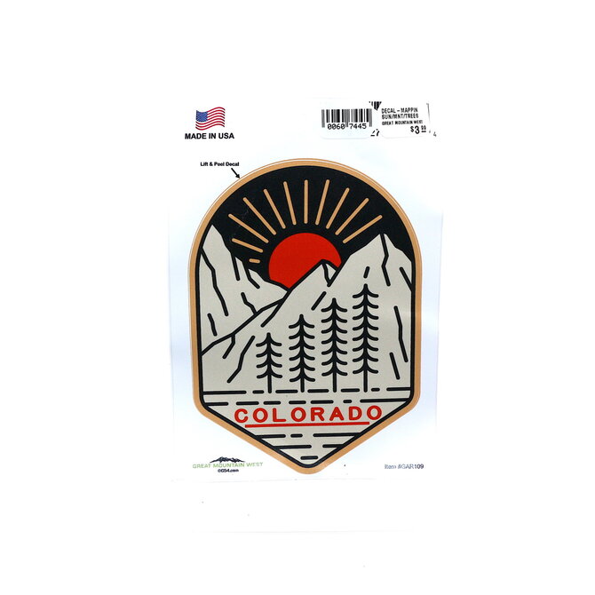 GREAT MOUNTAIN WEST Colorado Sun Mountain and Trees Decal