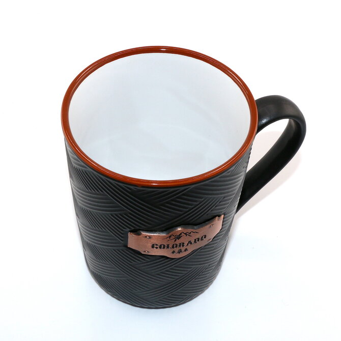 SOUVENIR SOURCE Black Basket Weave Colorado Mug - 16 oz.