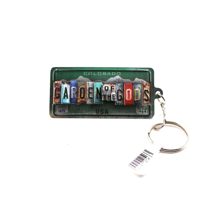 Garden of the Gods Retro License Plate Keychain