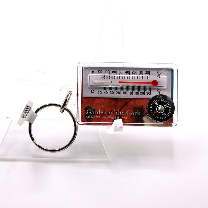 Garden of the Gods Compass and Thermometer Keychain