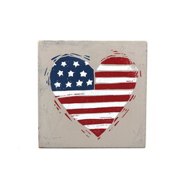 PRIMITIVES BY KATHY Patriotic Heart Wooden Box Sign