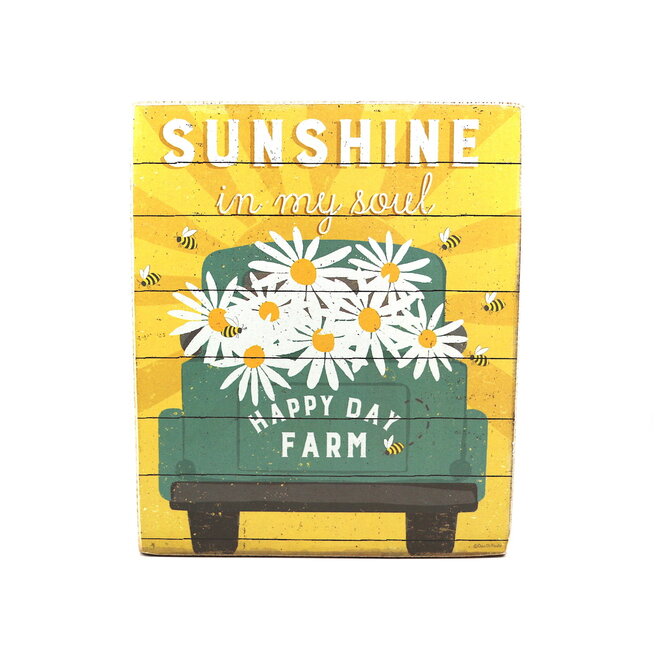 PRIMITIVES BY KATHY Happy Day Farm Wooden Block Sign