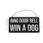 PRIMITIVES BY KATHY Ring Door Bell Win A Dog Wooden Hanging Sign or Ornament