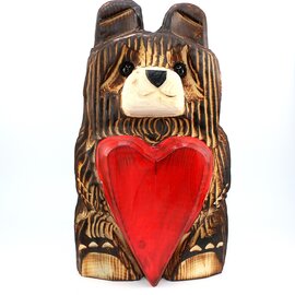 Rustic Woodworks BEAR W/ HEART BROWN 10"