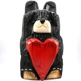 Rustic Woodworks BEAR W/ HEART BLK 10"