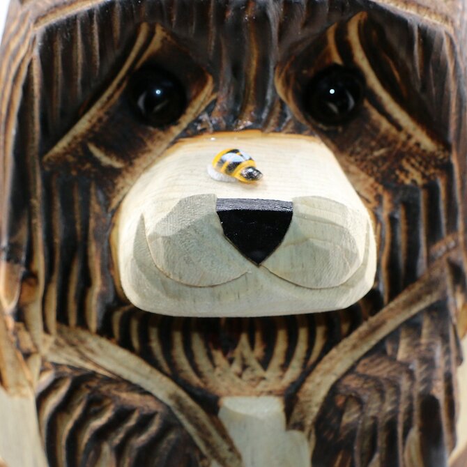 Rustic Woodworks BEAR IN HONEY POT BRWN 10"