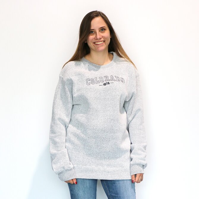 WORLDWIDE SPORTSWEAR Silver Athletic Salt & Pepper Crew