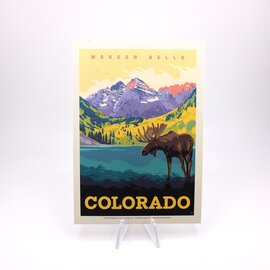 Pumpernickel Press POSTCARD-MAROON BELLS MOOSE CO