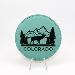 TANGICO Coaster - Elk/Trees Colorado Aqua Leather