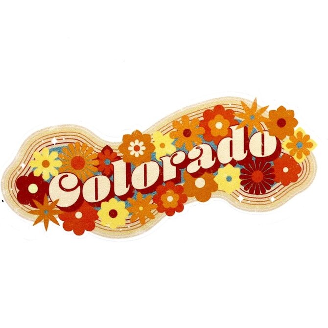 STICKER-VINTAGE FLOWERS COLORADO
