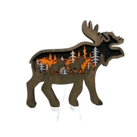 Lipman Gifts FIG-MOOSE LAYERED WOOD