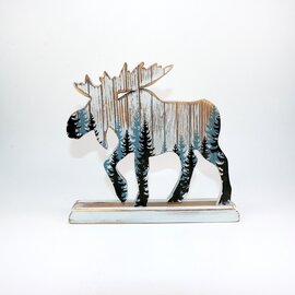Lipman Gifts DECOR-MOOSE/TREES WD