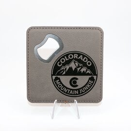 TANGICO COASTER/BOTTLE OPNER-MNT JUNKIE CO SQ GRY