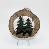 Lipman Gifts ORN-BEAR/TREES RND WD SLICE