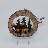 Lipman Gifts ORN-MOOSE/TREES RND WD SLICE