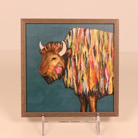 Greenbox Art Mini Framed Art - Bison on Blue