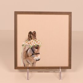 Greenbox Art Mini Framed Art - Daisy Wreath Donkey