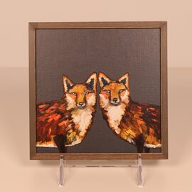 Greenbox Art Mini Framed Art - Fox Duo Grey