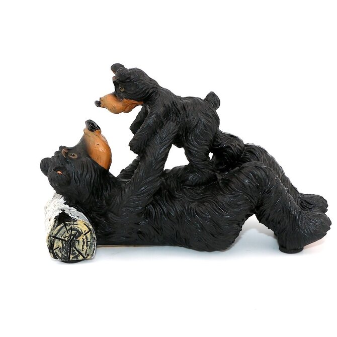 FIG-WILLIE BEAR/CUB LYING ON LOG
