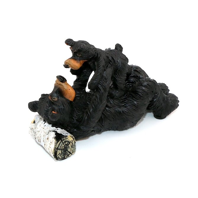FIG-WILLIE BEAR/CUB LYING ON LOG