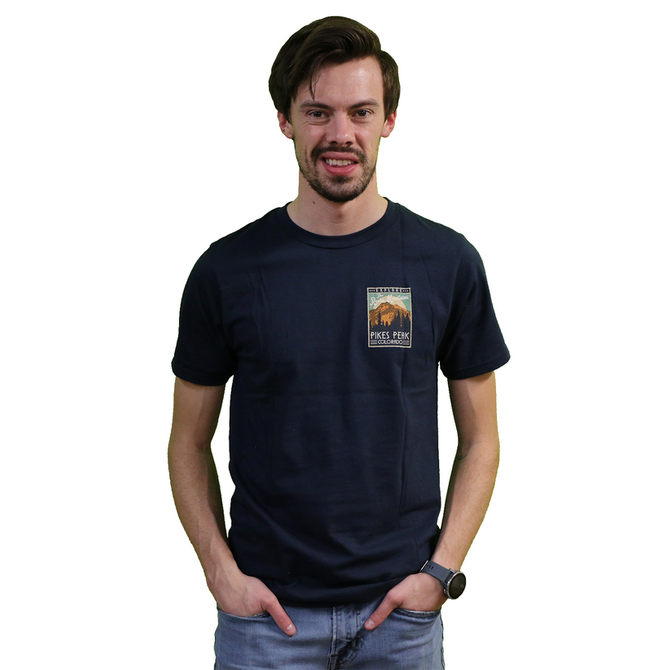Prairie Mtn Screening Pikes Peak T-Shirt - Vintage Post Card Design